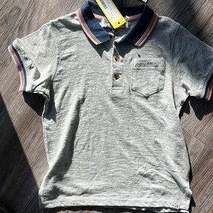 NWT Sovereign code, Boys size 4 gray/ navy/ pink polo
